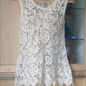 Sheer Ivory Lace Tank Top (NWOT)
